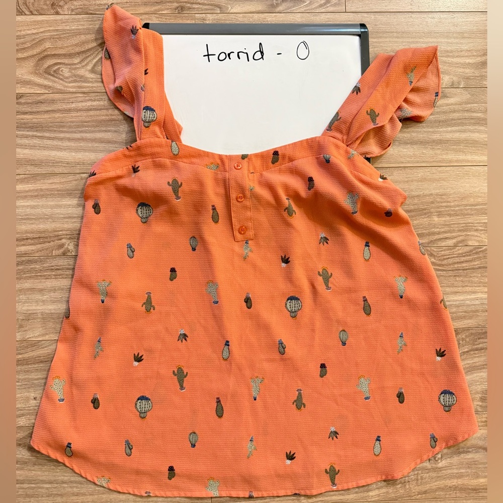 Torrid Orange Cactus Print Sleeveless Top 0X
